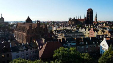 şehir Avrupai antik mimari liman kenti hava fotoğrafları gdansk poland