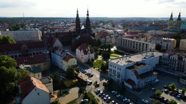 Panorama şehri mimarisi Eski Avrupa Legnica Polonya