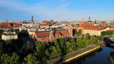 Wroclaw Polonya 'nın güzel üst manzara hava fotoğrafçılığı