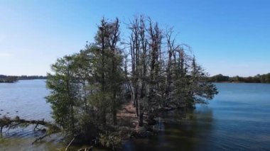 Lakes Adası insansız hava aracı görüntüsü Nowe Grodzisk Peyzaj Parkı Polonya