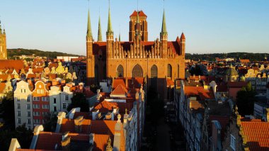 şehir Avrupai antik mimari liman kenti hava fotoğrafları gdansk poland