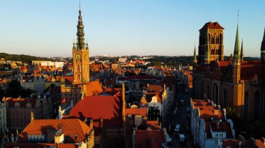 şehir Avrupai antik mimari liman kenti hava fotoğrafları gdansk poland