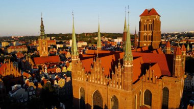 şehir Avrupai antik mimari liman kenti hava fotoğrafları gdansk poland