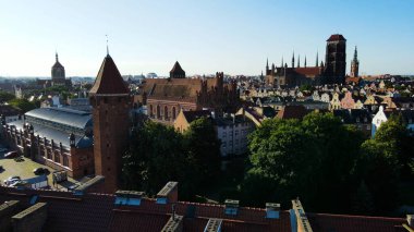 şehir Avrupai antik mimari liman kenti hava fotoğrafları gdansk poland