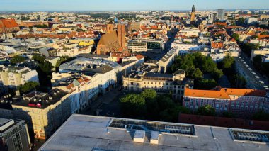 city Europe beautiful top view aerial photography of Wroclaw Poland clipart