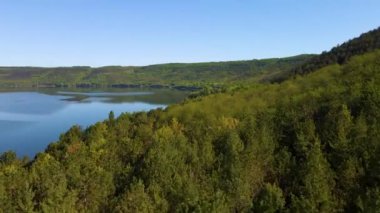 Parana Nehri, Teju Cuare Parkı, Arjantin 'deki yeşil tepelerin insansız hava aracı görüntüleri.