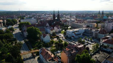 view panorama city architecture ancient Europe Legnica Poland clipart