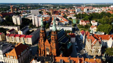 Panorama şehri mimarisi Eski Avrupa Legnica Polonya