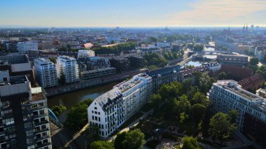 Wroclaw Polonya 'nın güzel üst manzara hava fotoğrafçılığı