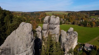 Adrspach rocks view from above Drone landscape Adrspach Czech Republic clipart