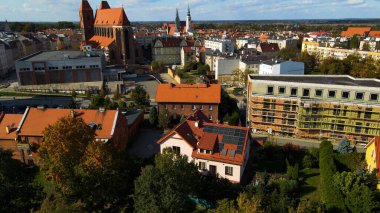 View of the old town from above Europe Brzeg Poland clipart