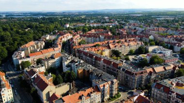 Panorama şehri mimarisi Eski Avrupa Legnica Polonya