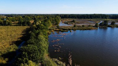 Göl sonbahar manzarası yukarıdan