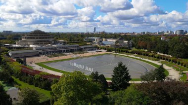 Wroclaw Polonya 'nın yukarısından Centennial Hall manzarası