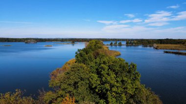 Gölün üzerinden su manzaralı ağaçlar