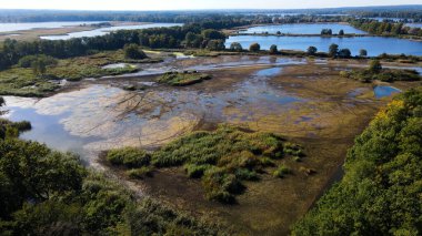 Göl sonbahar manzarası yukarıdan
