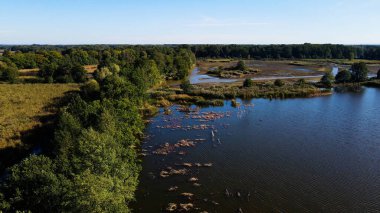 Göl sonbahar manzarası yukarıdan
