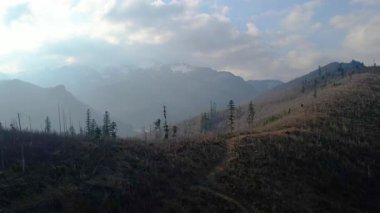 Polonya 'nın Zakopane kenti dağ sırasındaki insansız hava aracı şehrin yakınlarında kış karı görüyor