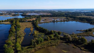 Göl sonbahar manzarası yukarıdan
