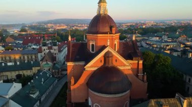 Krakow Eski Şehir Manzarası Polonya 'da İHA Tarafından Yukarıdan