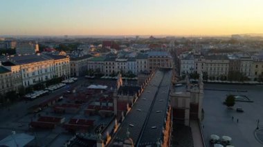 Krakow Eski Şehir Manzarası Polonya 'da İHA Tarafından Yukarıdan