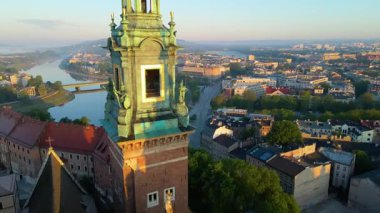 Krakow Eski Şehir Manzarası Polonya 'da İHA Tarafından Yukarıdan