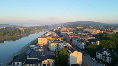 Krakow Eski Şehir Manzarası Polonya 'da İHA Tarafından Yukarıdan