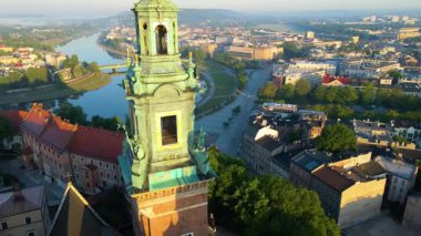 Krakow Eski Şehir Manzarası Polonya 'da İHA Tarafından Yukarıdan