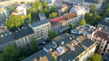 Krakow Eski Şehir Manzarası Polonya 'da İHA Tarafından Yukarıdan