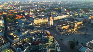 Krakow Eski Şehir Manzarası Polonya 'da İHA Tarafından Yukarıdan