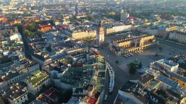 Krakow Eski Şehir Manzarası Polonya 'da İHA Tarafından Yukarıdan