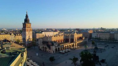 Krakow Eski Şehir Manzarası Polonya 'da İHA Tarafından Yukarıdan