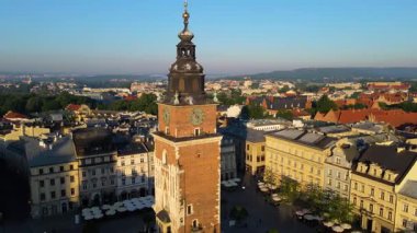 Krakow Eski Şehir Manzarası Polonya 'da İHA Tarafından Yukarıdan