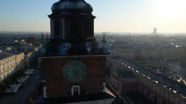 Krakow Eski Şehir Manzarası Polonya 'da İHA Tarafından Yukarıdan