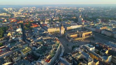 Krakow Eski Şehir Manzarası Polonya 'da İHA Tarafından Yukarıdan