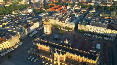 Krakow Eski Şehir Manzarası Polonya 'da İHA Tarafından Yukarıdan