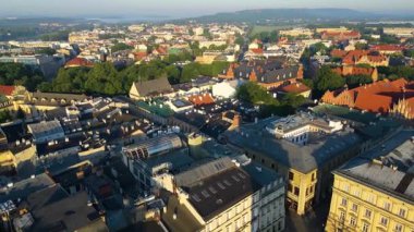 Krakow Eski Şehir Manzarası Polonya 'da İHA Tarafından Yukarıdan