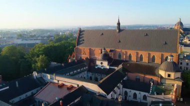 Krakow Eski Şehir Manzarası Polonya 'da İHA Tarafından Yukarıdan