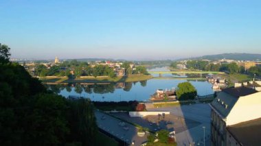 Krakow Eski Şehir Manzarası Polonya 'da İHA Tarafından Yukarıdan
