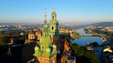 Krakow Wawel Kalesi İHA görünümü