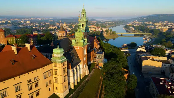 Krakow Wawel Kalesi İHA görünümü
