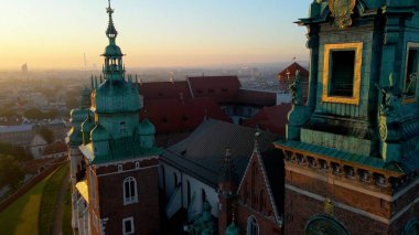 Krakow Wawel Kalesi İHA görünümü