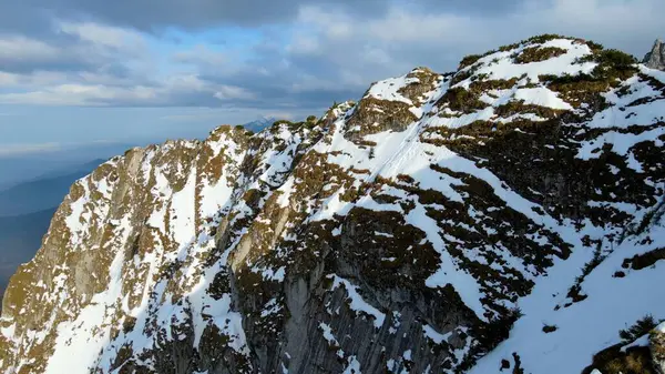 Zakopane Polonya 'dan karlı dağ zirvesi, buzul manzaralı.