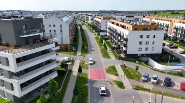 Şehir sokağı Yeni modern bölge mimari konut inşaatı Wroclaw Polonya