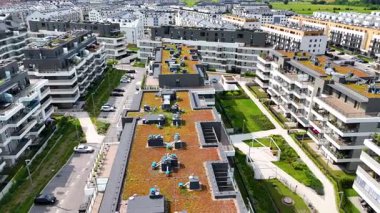 Şehir sokağı Yeni modern bölge mimari konut inşaatı Wroclaw Polonya