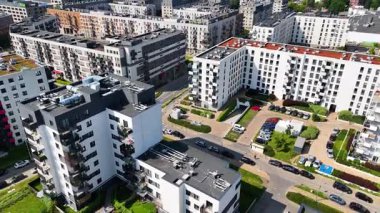 Şehir merkezi insansız hava aracı manzaralı Wroclaw Polonya