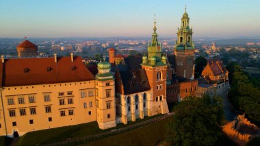 Krakow Wawel Kalesi İHA görünümü