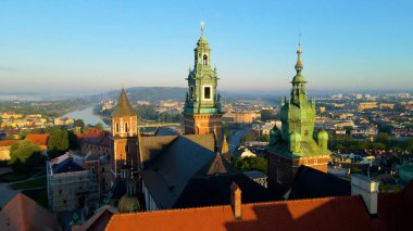 Krakow Wawel Kalesi İHA görünümü
