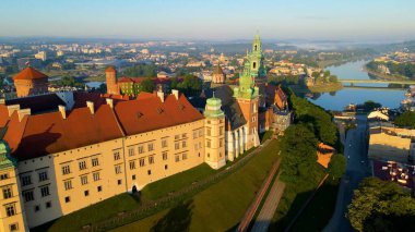 Krakow Wawel Kalesi İHA görünümü