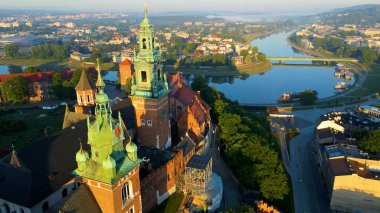 Krakow Wawel Kalesi İHA görünümü